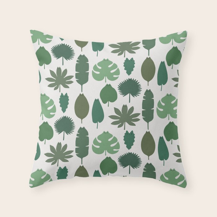 Cat and Plant 39 pattern Throw Pillow Gallery Image 1
