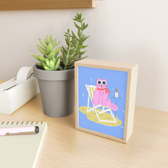 Pink Summer Cat  Mini Art Print Gallery Image 2