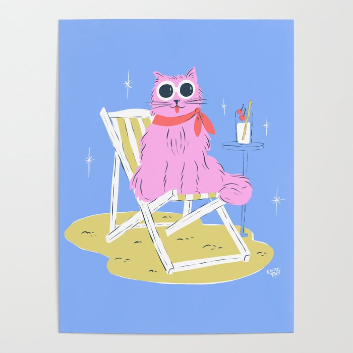 Pink Summer Cat  Poster Gallery Image 4