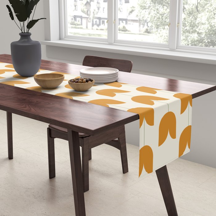 Spring Tulips V Orange Mid Century Flowers Table Runner Gallery Image 2