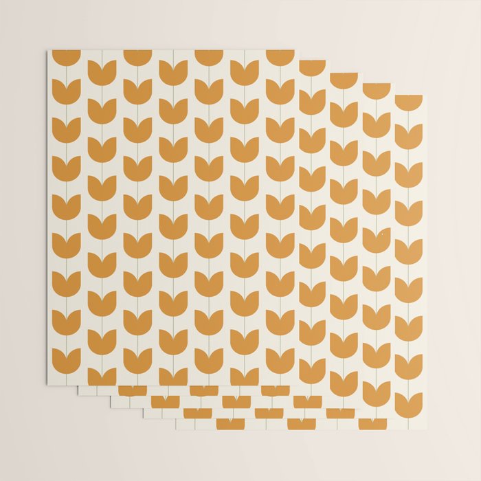 Spring Tulips V Orange Mid Century Flowers Wrapping Paper Gallery Image 3