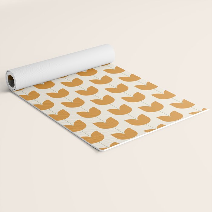Spring Tulips V Orange Mid Century Flowers Yoga Mat Gallery Image 2