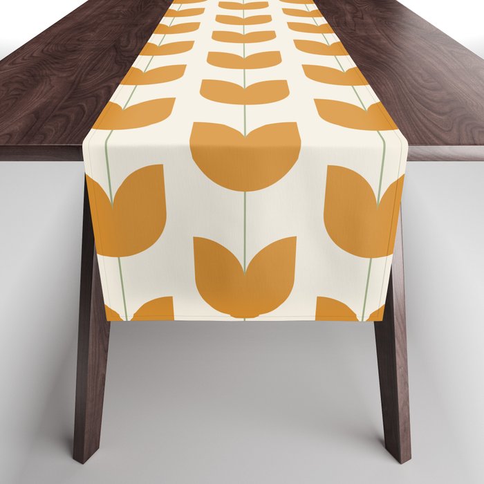 Spring Tulips V Orange Mid Century Flowers Table Runner Gallery Image 1