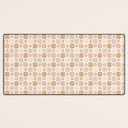 Checkered Floral - Pink Brown Beige Desk Mat Gallery Image 3