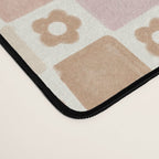 Checkered Floral - Pink Brown Beige Desk Mat Gallery Image 4