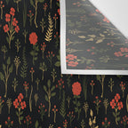 Green, Red-Orange, and Black Floral/Botanical Print Wall Tapestry Gallery Image 3