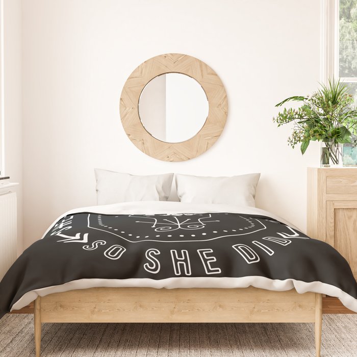 She Believed She Could So She Did - White Ink on Black Duvet Cover Gallery Image 3