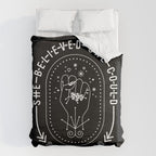 She Believed She Could So She Did - White Ink on Black Duvet Cover Gallery Image 6