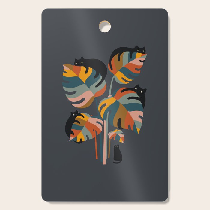 Cat and Plant 11 (Black Cats) Cutting Board Gallery Image 1