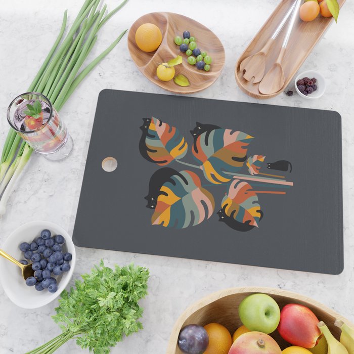 Cat and Plant 11 (Black Cats) Cutting Board Gallery Image 2