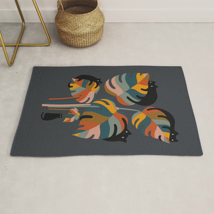 Cat and Plant 11 (Black Cats) Rug Gallery Image 1
