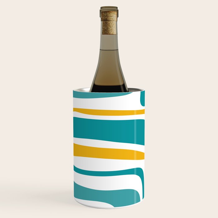 Palm Springs Mid Century Modern Abstract Pattern Orange Mustard Turquoise White Wine Chiller Gallery Image 2