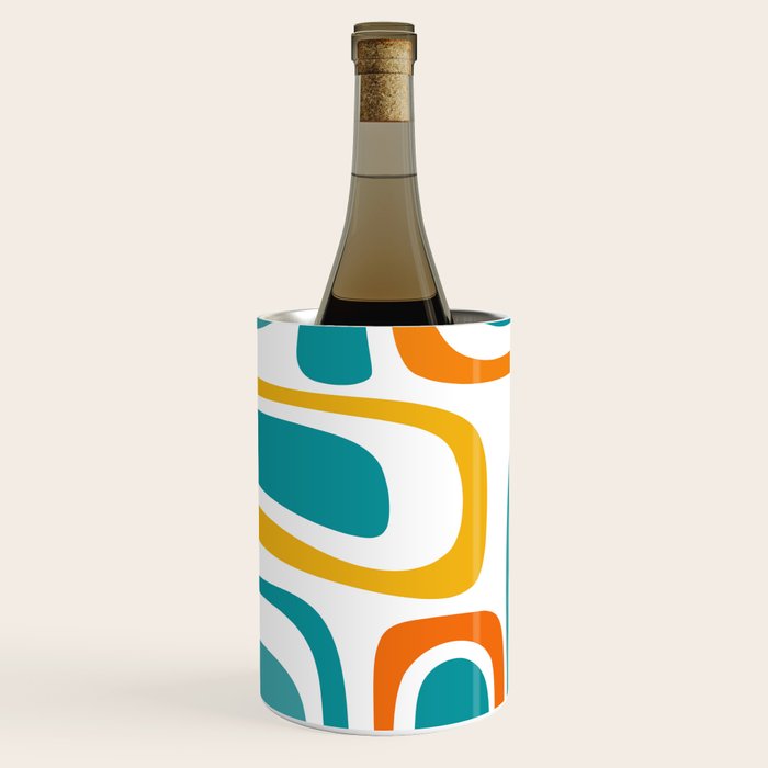 Palm Springs Mid Century Modern Abstract Pattern Orange Mustard Turquoise White Wine Chiller Gallery Image 1