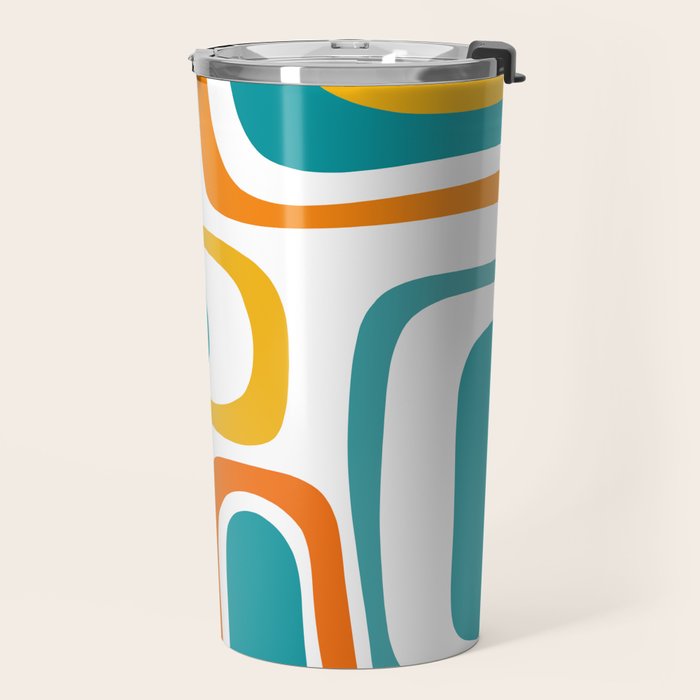Palm Springs Mid Century Modern Abstract Pattern Orange Mustard Turquoise White Travel Mug Gallery Image 2