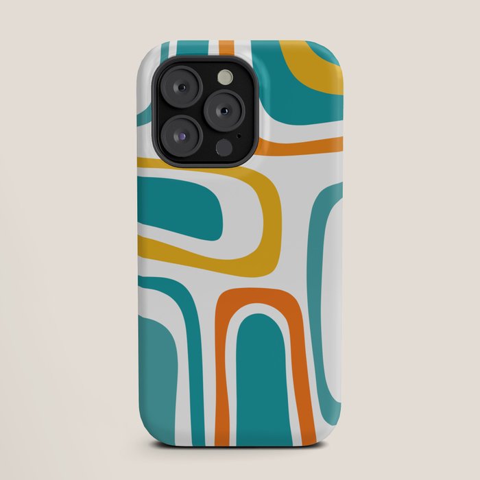 Palm Springs Mid Century Modern Abstract Pattern Orange Mustard Turquoise White iPhone Case Gallery Image 19