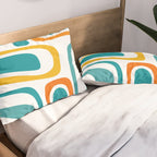 Palm Springs Mid Century Modern Abstract Pattern Orange Mustard Turquoise White Pillow Sham Gallery Image 2