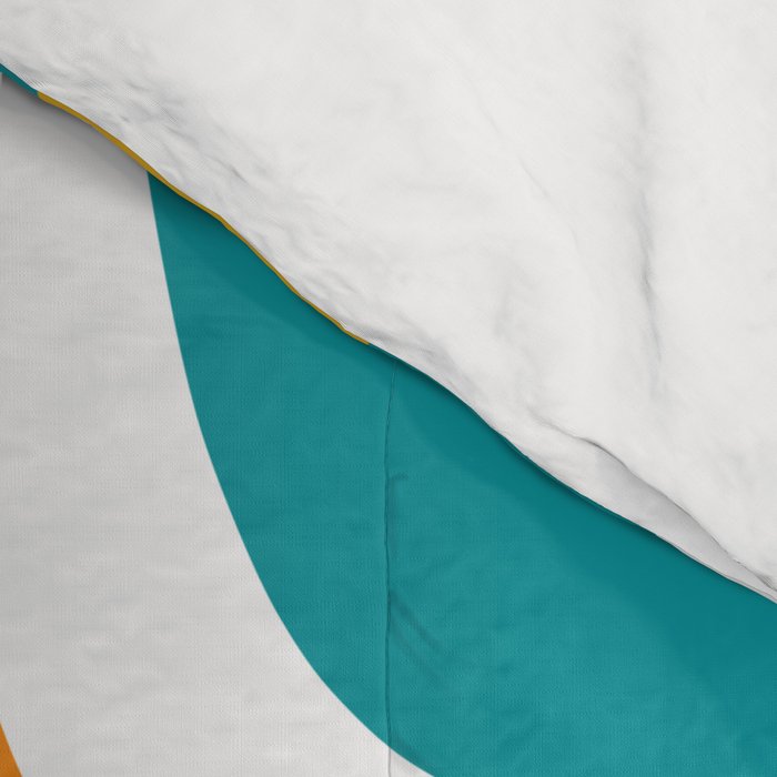 Palm Springs Mid Century Modern Abstract Pattern Orange Mustard Turquoise White Comforter Gallery Image 4