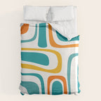 Palm Springs Mid Century Modern Abstract Pattern Orange Mustard Turquoise White Duvet Cover Gallery Image 6