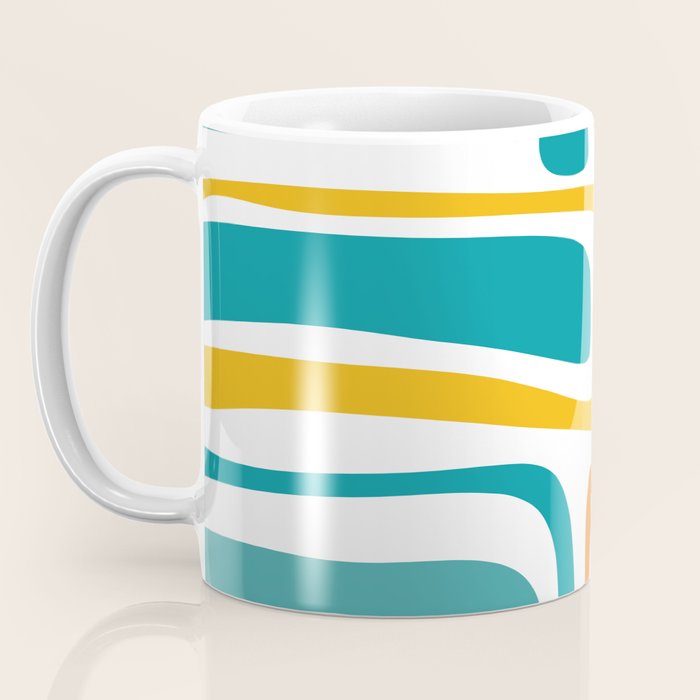 Palm Springs Mid Century Modern Abstract Pattern Orange Mustard Turquoise White Coffee Mug Gallery Image 3