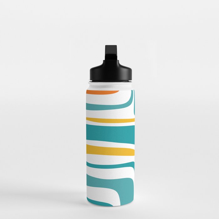 Palm Springs Mid Century Modern Abstract Pattern Orange Mustard Turquoise White Water Bottle Gallery Image 3