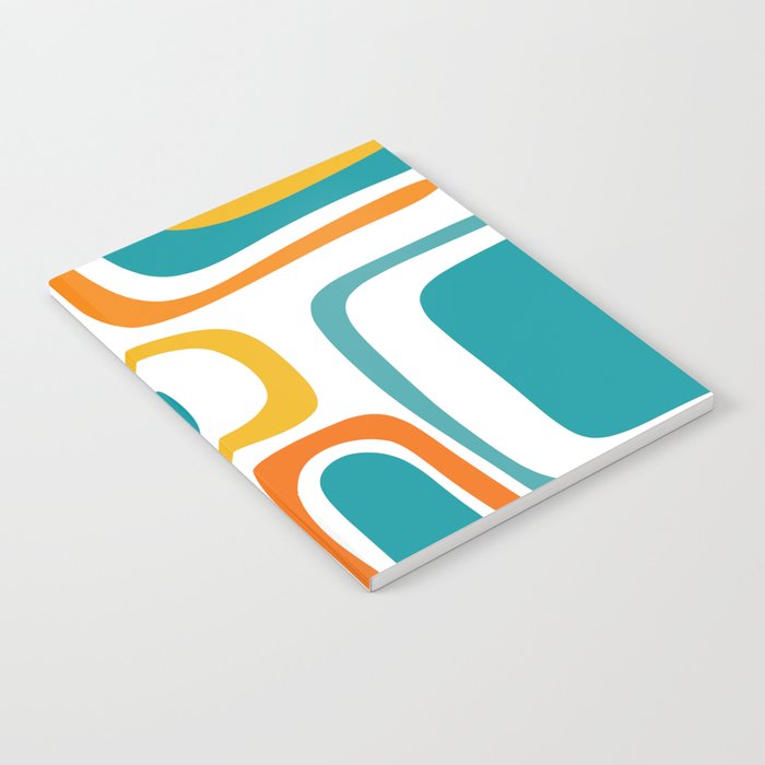 Palm Springs Mid Century Modern Abstract Pattern Orange Mustard Turquoise White Notebook Gallery Image 2