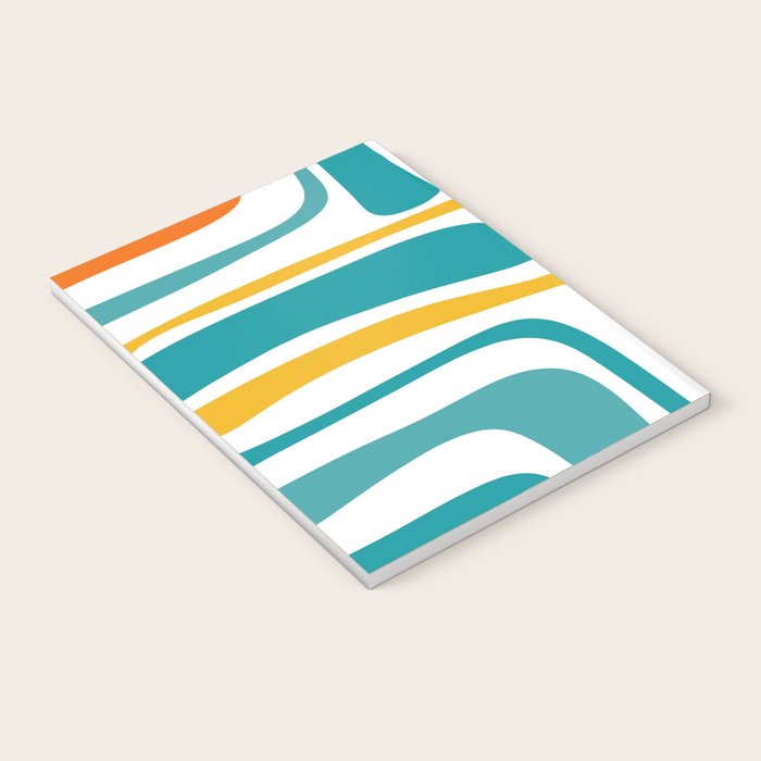 Palm Springs Mid Century Modern Abstract Pattern Orange Mustard Turquoise White Notebook Gallery Image 3