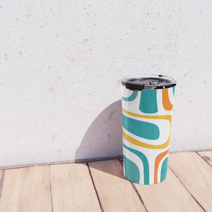 Palm Springs Mid Century Modern Abstract Pattern Orange Mustard Turquoise White Travel Mug Gallery Image 4