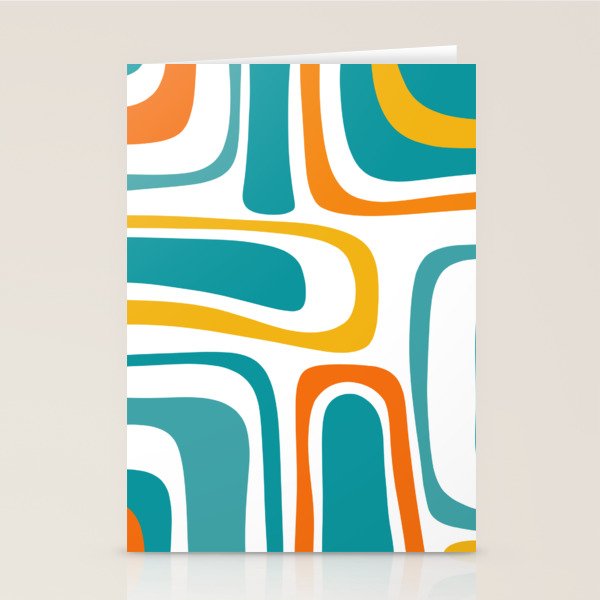 Palm Springs Mid Century Modern Abstract Pattern Orange Mustard Turquoise White Stationery Card Gallery Image 2