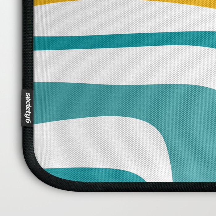 Palm Springs Mid Century Modern Abstract Pattern Orange Mustard Turquoise White Laptop Sleeve Gallery Image 3