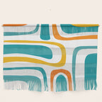 Palm Springs Mid Century Modern Abstract Pattern Orange Mustard Turquoise White Wall Hanging Gallery Image 1