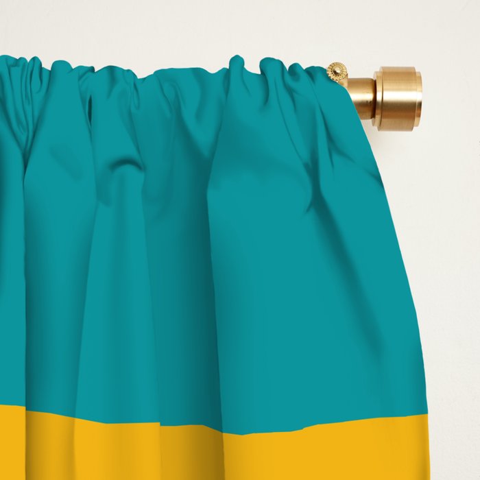 Palm Springs Mid Century Modern Abstract Pattern Orange Mustard Turquoise White Window Curtain Gallery Image 2