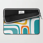 Palm Springs Mid Century Modern Abstract Pattern Orange Mustard Turquoise White Laptop Sleeve Gallery Image 2