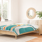 Palm Springs Mid Century Modern Abstract Pattern Orange Mustard Turquoise White Duvet Cover Gallery Image 2