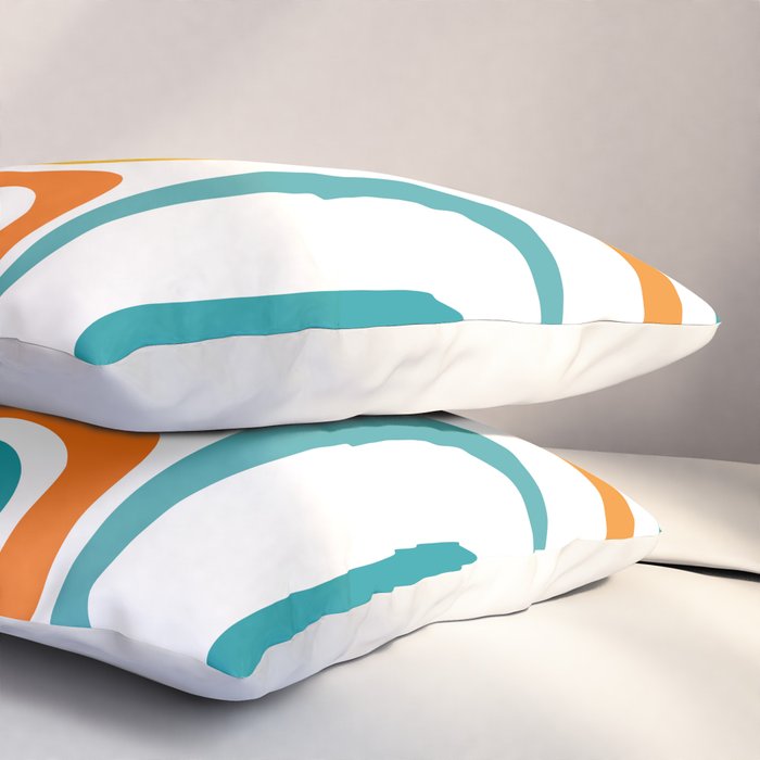 Palm Springs Mid Century Modern Abstract Pattern Orange Mustard Turquoise White Pillow Sham Gallery Image 3
