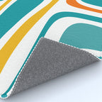 Palm Springs Mid Century Modern Abstract Pattern Orange Mustard Turquoise White Rug Gallery Image 4