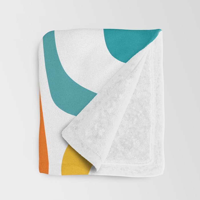 Palm Springs Mid Century Modern Abstract Pattern Orange Mustard Turquoise White Throw Blanket Gallery Image 3