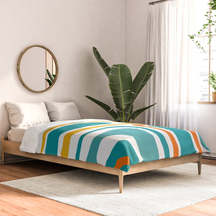 Palm Springs Mid Century Modern Abstract Pattern Orange Mustard Turquoise White Comforter Gallery Image 2