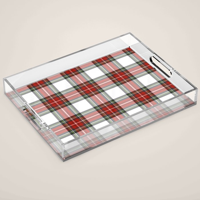 Christmas Tartan Plaid Acrylic Tray Gallery Image 1