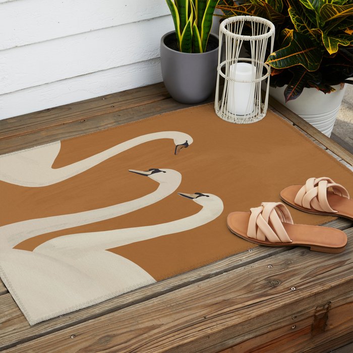 White Swans 2 Outdoor Rug Gallery Image 2