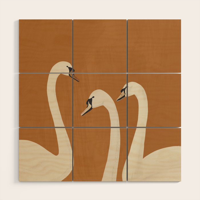 White Swans 2 Wood Wall Art Gallery Image 1