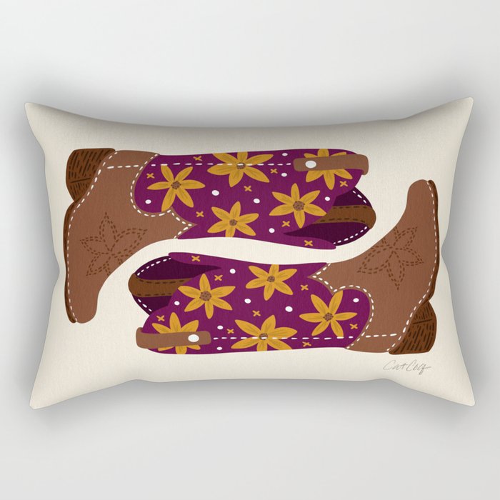 Cowgirl Boots - Fuchsia & Orange Rectangular Pillow Gallery Image 2