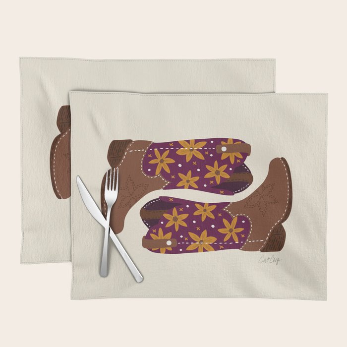 Cowgirl Boots - Fuchsia & Orange Placemat Gallery Image 1