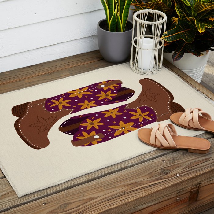 Cowgirl Boots - Fuchsia & Orange Outdoor Rug Gallery Image 2
