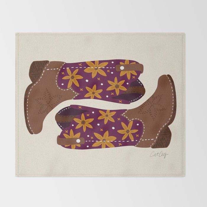 Cowgirl Boots - Fuchsia & Orange Throw Blanket Gallery Image 2