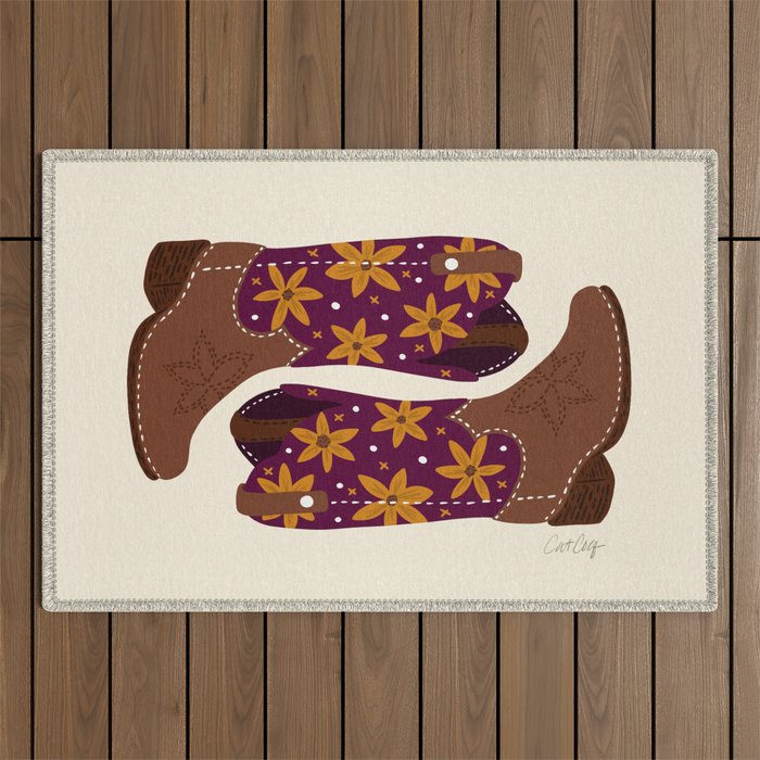 Cowgirl Boots - Fuchsia & Orange Outdoor Rug Gallery Image 1