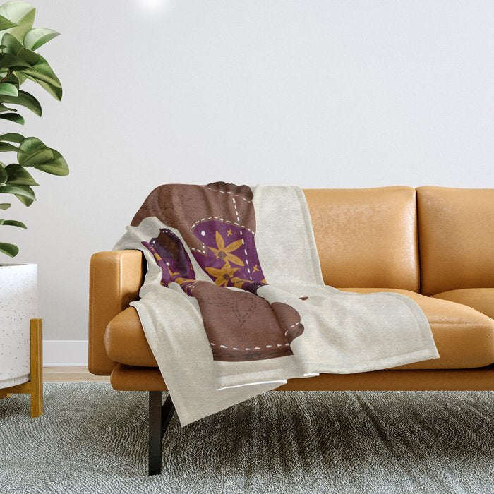 Cowgirl Boots - Fuchsia & Orange Throw Blanket Gallery Image 1