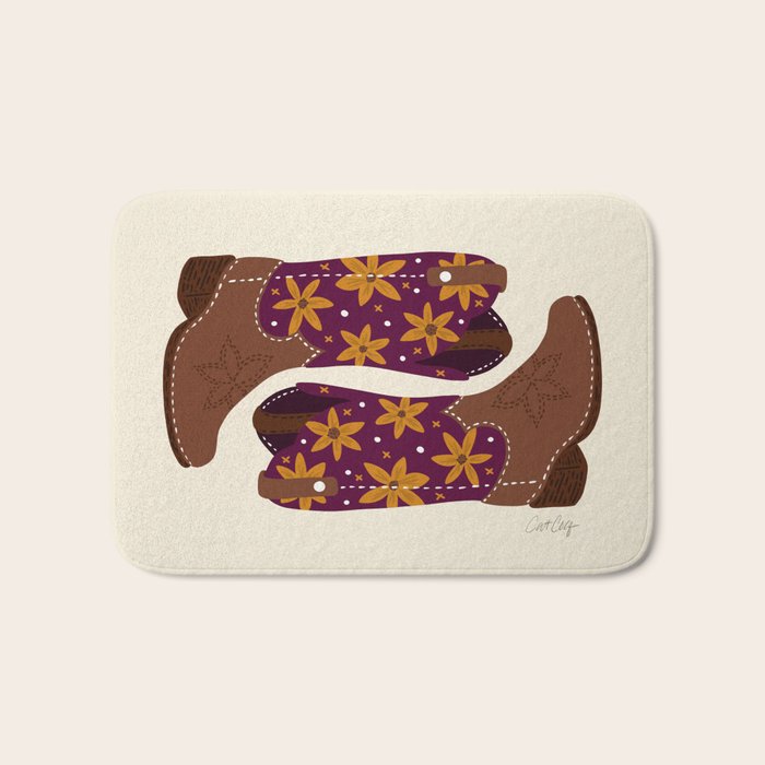 Cowgirl Boots - Fuchsia & Orange Bath Mat Gallery Image 1