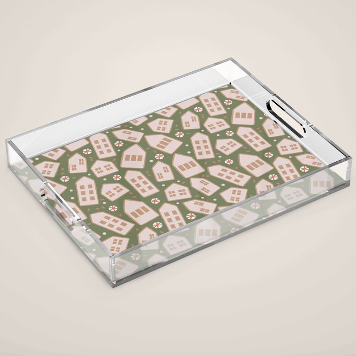 Modern Gingerbread Houses . Evergreen Acrylic Tray Gallery Image 1