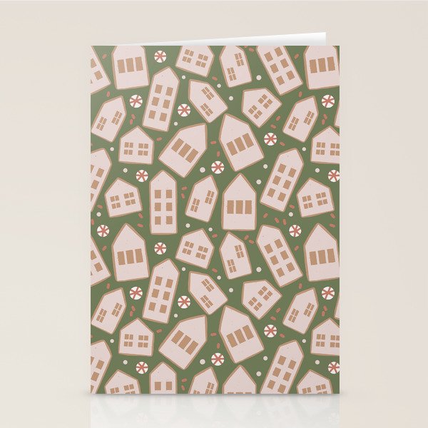 Modern Gingerbread Houses . Evergreen Stationery Card Gallery Image 2