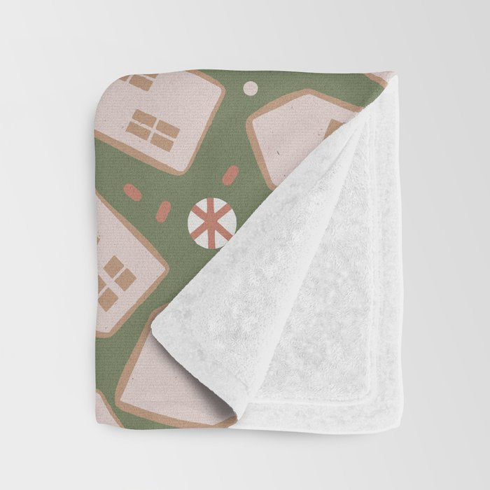Modern Gingerbread Houses . Evergreen Throw Blanket Gallery Image 3